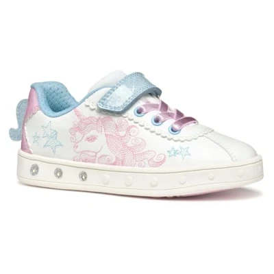 Afbeelding van Geox Light UP Skylin GIRL Babyschoenen voor kinderen, Maat: 25, White/pink Imitatieleer/ textiel