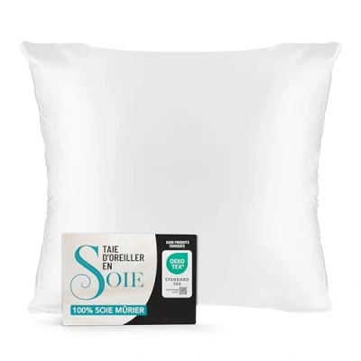 Afbeelding van Dreamzie Kussensloop, Zijde, 80 x cm, 100% moerbeizijde, 19 momme, Natuurlijk, Oeko Tex gecertificeerd, voor haar en huid, Anti aging effect, Wit