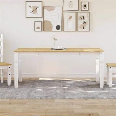 Afbeelding van Eettafel Corona 180x90x75 cm massief grenenhout wit