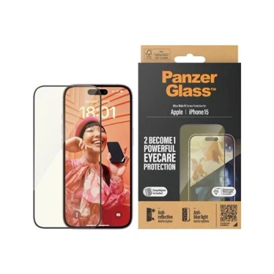 Image de PanzerGlass Ultra Wide Fit Apple iPhone 15 Bleu Protège écran avec Filtre Anti lumière Bleue Verre Noir
