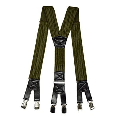 Afbeelding van Olata Robuuste Y bretels met zes klemmen 4 cm, Olijfgroen