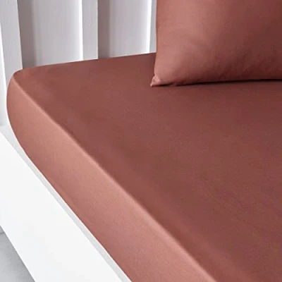 Image de Drap housse Essential 140 x 190 cm 2 personnes 100% Coton uni Terracotta