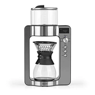 Afbeelding van BEEM 3597 Pour OVER Filterkoffiezetapparaat met weegschaal, glas, basiskeuze, roestvrij staal, glazen karaf 0,75 l, direct brouwprincipe, draaibare zetkop