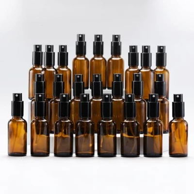 Afbeelding van Yizhao Amber Glass Spray Bottle 30 ml, met Kleine Fijne Nevelspray, Metalen Dop, Navulbaar voor Essentiële Olie, Reizen, Schoonmaken, Parfum, Aromatherapie, Make up 24 Stuks