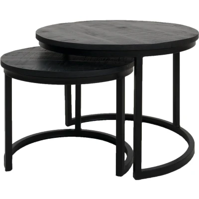 Afbeelding van Home67 Salontafel Bart Set van 2 Zwart blad onderstel