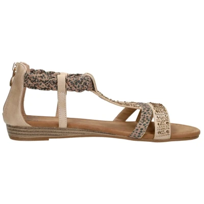 Afbeelding van SUB55 Sandalen, Dames, Maat: 36, Beige Kunststof/ textiel