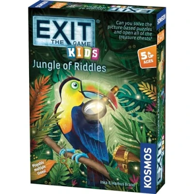 Afbeelding van Thames &amp; Kosmos EXIT: Kids Jungle of Riddles, Escape Room kaartspel, familiespellen voor spelletjes, gezelschapsspellen volwassenen en kinderen, 1 tot 4 spelers, vanaf 5 jaar, zwart