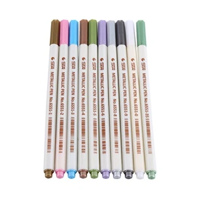 Afbeelding van Walfront Staa pen, metallic verf pen set van 10 kleuren kunst gekleurde metalen fijne punt benodigdheden, marker voor kaarten maken