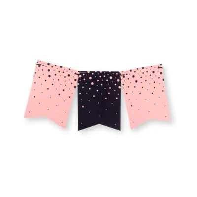 Afbeelding van Party flag banner rose/black Bubbles