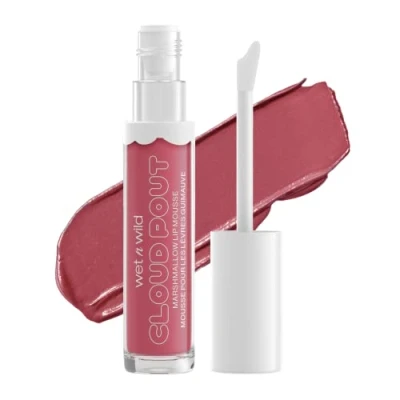 Image de Wet n Wild Cloud Pout Marshmallow Lip Mousse, Rouge à Lèvres Liquide Mat Modulable et Estompable, Enrichi en Huile d&#039;Argan d&#039;Avocat Nourrissante pour Lisser les Ridules, Marsh To My Mallow