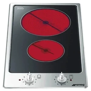 Afbeelding van Smeg Pgf32c Domino Vitrokeramisch 30 Cm 2 Zones High light Rand Inox
