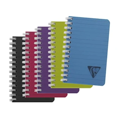 Afbeelding van Clairefontaine 329516C Collection Linicolor Intensive notitieboek, spiraalbinding, 7,5 x 12 cm, 100 gelinieerde pagina&#039;s, wit papier, 90 g, omslag van polypropyleen, transparant, willekeurige kleur