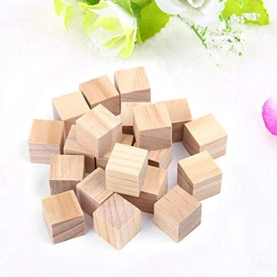 Afbeelding van FTVOGUE Houten kubussen van hout, vierkant, natuurlijk, onafgewerkt voor knutselen, handwerk, houtcrafts, kinderen, speelgoed, decoratie thuis (25 mm/10 stuks)