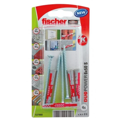 Afbeelding van Fischer Plug Duopower 6x50mm met schroef 4 stuks