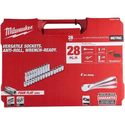 Afbeelding van Milwaukee 1/2 Metric Socket Wrench Set 28 delig 4932471864
