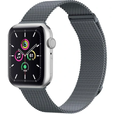 Afbeelding van imoshion Bandje Geschikt voor Apple Watch Series 1 / 2 3 4 5 6 7 8 9 SE Ultra (2) 42 44 45 49 mm Maat M Milanees magnetische band Donkergrijs