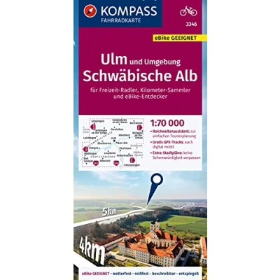 Afbeelding van KOMPASS Fahrradkarte 3346 Ulm und Umgebung, Schwäbische Alb 1:70.000