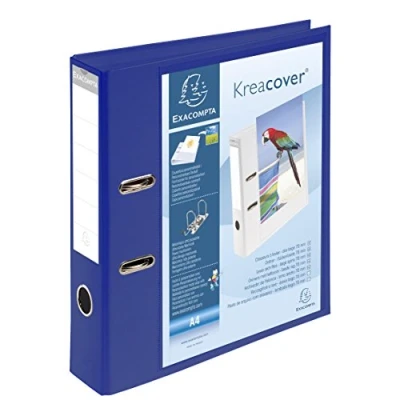 Afbeelding van Exacompta KreaCover 53789BE Presentatiemap, pvc, 7 cm breed, DIN A4 met twee binnen en buitenvakken, ideaal voor aanbiedingen bedrijfspresentaties, blauw