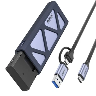 Afbeelding van BENFEI M.2 NVME SSD behuizing, USB C (10Gbps) naar adapter met Stootbescherming, Geschikt voor M en B&amp;M toetsen 2230/2242/2260/2280