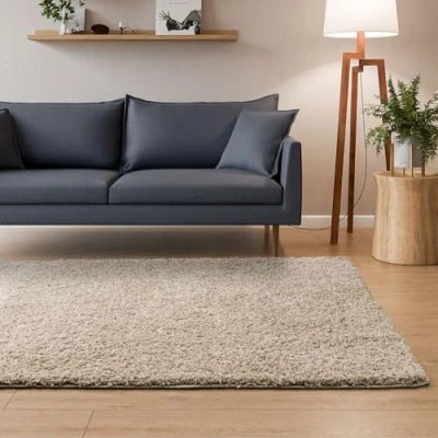 Afbeelding van Interiyou Sofia hoogpolig tapijt 160x230 cm beige pluizig effen zacht