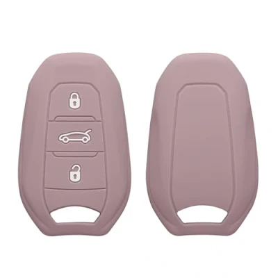 Afbeelding van kwmobile autosleutel hoesje geschikt voor Peugeot Citroen 3 knops Smartkey (alleen Keyless Go) hoes TPU behuizing Beschermende auto sleutel case Sleuteletui in lila wolk