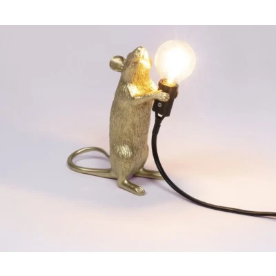Afbeelding van Seletti Mouse Standing Tafellamp USB Goud