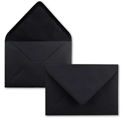 Afbeelding van 25 mini enveloppen 5,2 x 7,6 cm met nat lijmen voor wenskaarten, etiketten en geldgeschenken zwart