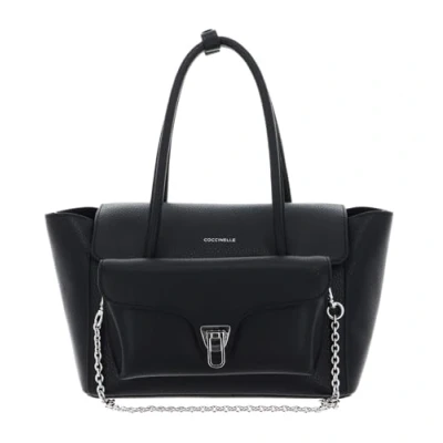 Afbeelding van Coccinelle Double Beat Grained Leather Handbag Noir