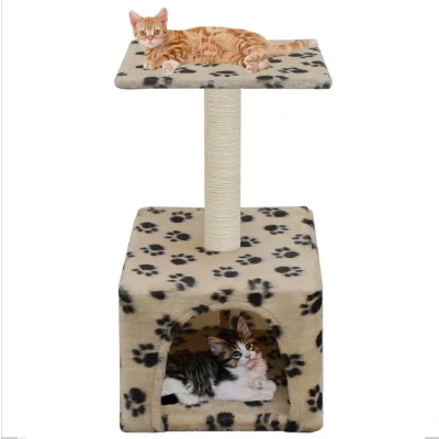 Afbeelding van vidaXL Kattenkrabpaal met sisal krabpaal 55 cm pootafdrukken beige