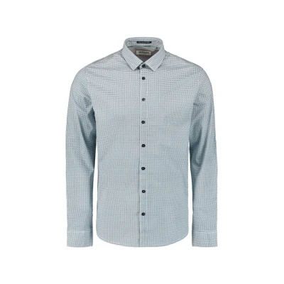 Afbeelding van No Excess Mannen Stretch Overhemd Met Print Azuur S