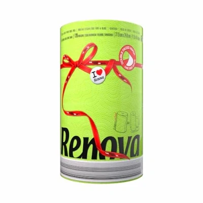 Afbeelding van Renova Black Label Green handdoeken, 2 laags, gekleurd en dubbelzijdige technologie, 1 rol