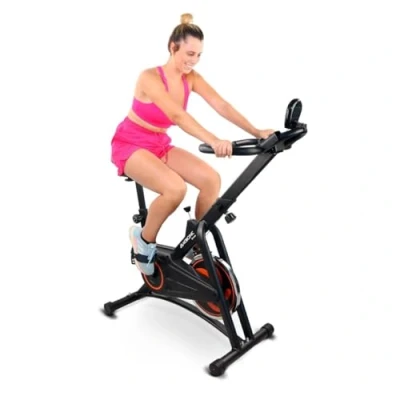 Afbeelding van Mobiclinic Makalu Spinningfiets Hometrainer Vliegwiel 10 kg Verstelbaar Cyclo Indoor Met wielen LCD display Max. 120kg
