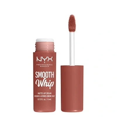 Image de NYX Professional Makeup Rouge à Lèvres Crème Mat Smooth Whip, Couleur Vive, Texture Fouettée, Formule Vegan, Teinte : Teddy Fluff (04)
