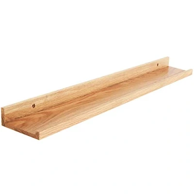 Afbeelding van IBUYKE Massief eiken hout drijvende plank muur, creatieve U vormige display rekken voor woonkamer, kantoor, slaapkamer, badkamer, keuken, 90cm kleur RF GB545