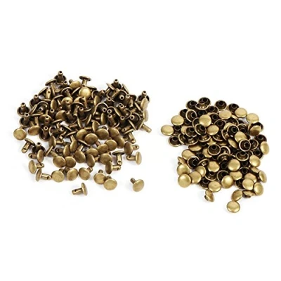 Afbeelding van Walfront 100 stuks klinknagels met dubbele afdekking voor lederreparatie, decoratie, 8 x mm metalen buisklinknagels doe het zelf tas, schoenreparatie (brons)