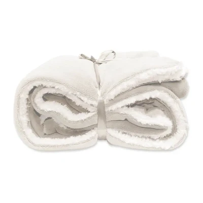 Afbeelding van Lars coral fleece/suede plaid dove white 150x200 cm Unique Living