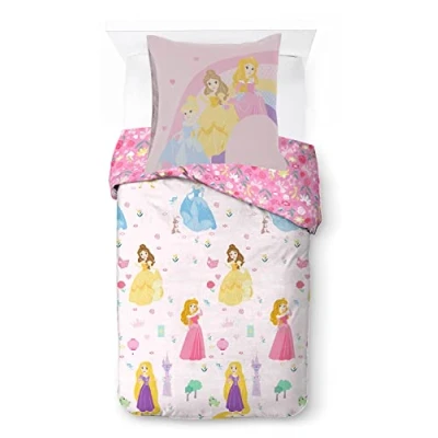 Afbeelding van Disney Princess Beddengoed met dekbedovertrek 140 x 200 cm + kussensloop 65 cm, 100% katoen, eenpersoonsbed 90 190 tot
