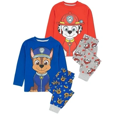 Afbeelding van Paw Patrol Pyjama Kids 2 Pack Jongens Meisjes T shirt Kousen Set PJS, Mehrfarbig