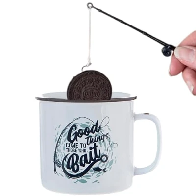 Afbeelding van Boxer Gifts Good Things Come to Those Who Bait mok grappig cadeau voor mannen verjaardag of Kerstmis Wordt geleverd met een grappenstok Dunking koekjes, wit