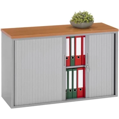 Afbeelding van Stalen roldeurkast 72,5x120x43cm bladkleur Robson Eiken framekleur Wit (RAL9010)