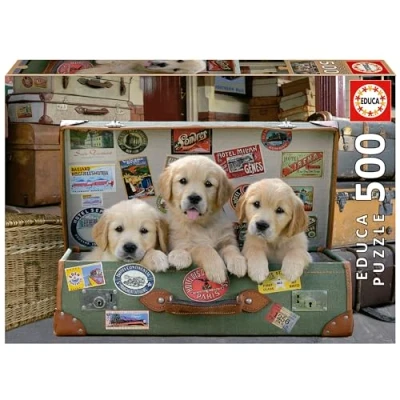 Afbeelding van Educa Hunde im Koffer 500 Teile Puzzle