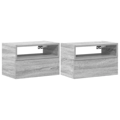 Afbeelding van vidaXL Nachtkastjes 2st wandgemonteerd 45x26x28,5cm grijs sonoma eiken