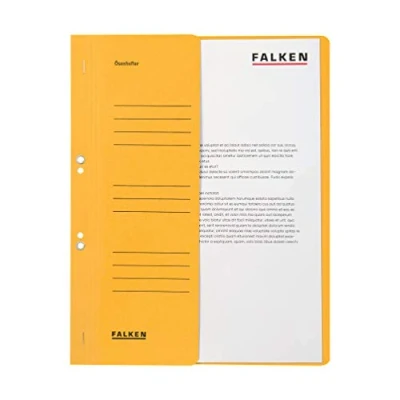Afbeelding van Falken 80003825001F oogjesmap, 50 stuks, voor gebruik in een map, met hefboomsluiting, A4, halve omslag, 250 g/m², geel