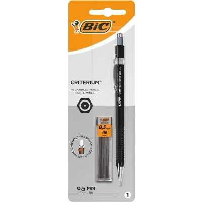 Afbeelding van Vulpotlood Bic Criterium HB 0.5mm inclusief 12 stiften zwart blister à 1 stuk