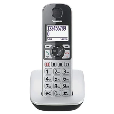 Image de Panasonic KX TGE510 Téléphone sans fil avec ID d&#039;appelant DECT argent