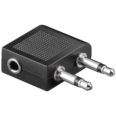 Afbeelding van Goobay adapter voor vliegtuig / reiskoptelefoon AUX jackplug 3,5 mm bus 2x (2 poli