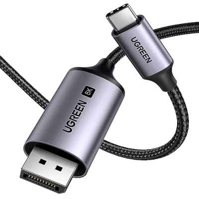 Afbeelding van Ugreen CM556 kabel met USB C en DisplayPort 8K connectoren, 1 m lang grijs