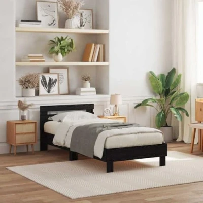 Afbeelding van vidaXL Bedframe Zwart eiken Spaanplaat 90 x 200 cm Eenvoudig