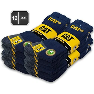 Afbeelding van CAT Erpillar 12 paar Echte werksokken voor dames en heren, werksokken, zakelijke sokken, kousen, maat 35 50, Blauw