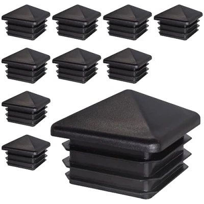 Afbeelding van SKIR&#039;CO Set van 10 vierkante kunststof stoppen 40 x mm zwart RAL 9005
